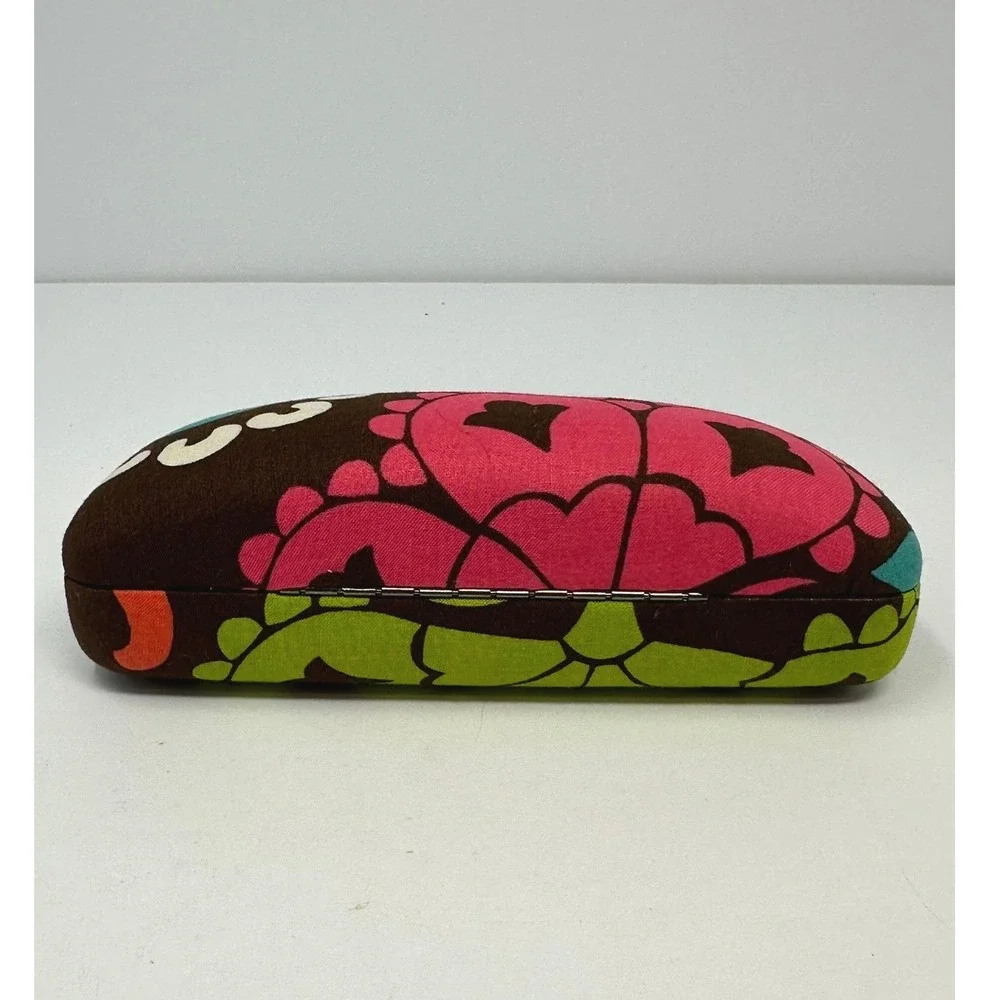 Vera Bradley Lola Floral Hard Clamshell Eyeglass Case Brown Pink Green Blue B0